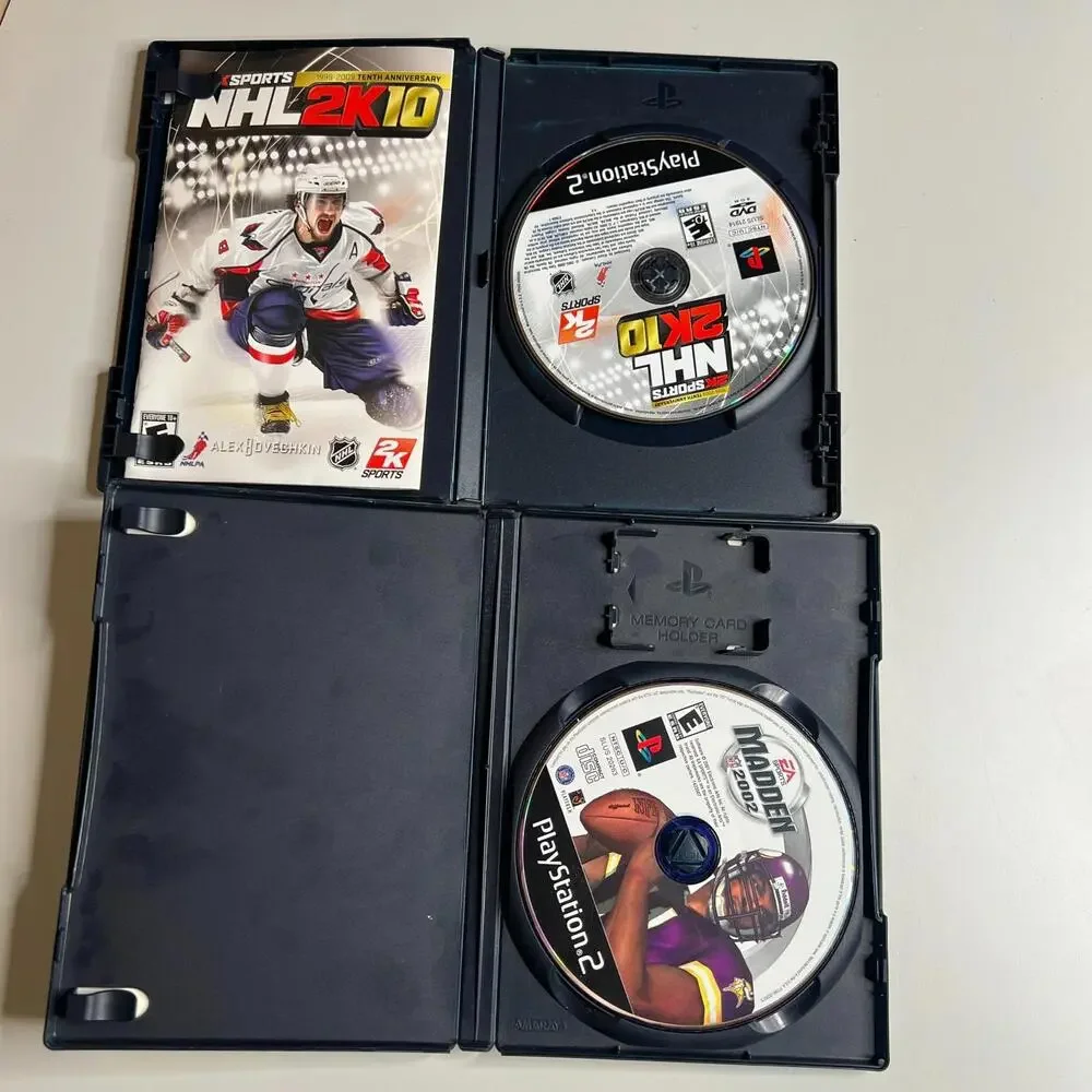 Lot of 2 Sony PlayStation 2 Games - NHL 2K10 (Ovechkin) + Madden NFL‎ 2002